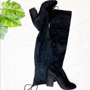 Steve Madden black heeled over the knee boots